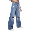 imageSweatyRocks Womens High Waisted Wide Leg Jeans Casual Loose Ripped Denim PantsMedium Wash