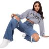 imageSweatyRocks Womens High Waisted Wide Leg Jeans Casual Loose Ripped Denim PantsMedium Wash