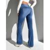 imageSweatyRocks Womens Low Rise Jeans Casual Zipper Fly Flare Leg Denim Pants with PocketBlue