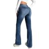 imageSweatyRocks Womens Low Rise Jeans Casual Zipper Fly Flare Leg Denim Pants with PocketDark Wash