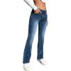 imageSweatyRocks Womens Low Rise Jeans Casual Zipper Fly Flare Leg Denim Pants with PocketDark Wash