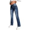 imageSweatyRocks Womens Low Rise Jeans Casual Zipper Fly Flare Leg Denim Pants with PocketDark Wash