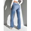 imageSweatyRocks Womens Low Rise Jeans Casual Zipper Fly Flare Leg Denim Pants with PocketMedium Wash