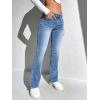 imageSweatyRocks Womens Low Rise Jeans Casual Zipper Fly Flare Leg Denim Pants with PocketMedium Wash