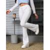 imageSweatyRocks Womens Low Rise Jeans Casual Zipper Fly Flare Leg Denim Pants with PocketWhite