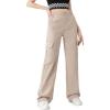 imageSweatyRocks Girls Casual Elastic Waist Zip Up Denim Pants Straight Leg Cargo Jeans with PocketKhaki