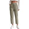 imageSweatyRocks Womens Casual High Elastic Waist Tapered Mom Jeans Cropped Denim PantsArmy Green