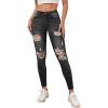 imageSweatyRocks Womens Casual High Rise Ripped Jeans Zipper Fly Skinny Denim PantsDark Grey