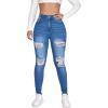 imageSweatyRocks Womens Casual High Rise Ripped Jeans Zipper Fly Skinny Denim PantsMedium Wash