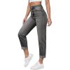 imageSweatyRocks Womens High Waist Bleach Wash Roll Hem Mom Fit Zipper Fly Jeans with PocketGrey
