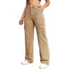 imageSweatyRocks Womens High Waist Cargo Jeans Flap Pocket Wide Leg Denim PantsPale Khaki