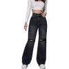 imageSweatyRocks Womens High Waist Ripped Straight Leg Jeans Boyfriend Style Distressed Denim Pants with PocketBlack