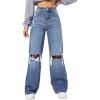 imageSweatyRocks Womens High Waisted Wide Leg Jeans Casual Loose Ripped Denim PantsMedium Wash
