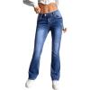 imageSweatyRocks Womens Low Rise Jeans Casual Zipper Fly Flare Leg Denim Pants with PocketBlue