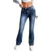 imageSweatyRocks Womens Low Rise Jeans Casual Zipper Fly Flare Leg Denim Pants with PocketDark Wash