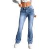 imageSweatyRocks Womens Low Rise Jeans Casual Zipper Fly Flare Leg Denim Pants with PocketMedium Wash