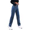 imageSweatyRocks Womens Casual High Waisted Straight Leg Boyfriend Jeans Denim PantsDark Wash Color