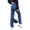 imageSweatyRocks Womens Casual High Waisted Straight Leg Boyfriend Jeans Denim PantsDark Wash Color