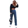 imageSweatyRocks Womens Casual High Waisted Straight Leg Boyfriend Jeans Denim PantsDark Wash Color