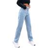 imageSweatyRocks Womens Casual High Waisted Straight Leg Boyfriend Jeans Denim PantsLight Wash