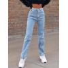 imageSweatyRocks Womens Casual High Waisted Straight Leg Boyfriend Jeans Denim PantsLight Wash