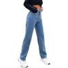 imageSweatyRocks Womens Casual High Waisted Straight Leg Boyfriend Jeans Denim PantsMedium Wash Color