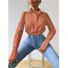 imageSweatyRocks Womens Cold Shoulder Long Sleeve Button Down Collared Cropped BlousesCoral Orange