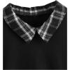imageSweatyRocks Womens Contrast Plaid Print Long Sleeve Sweatshirt Collared Curved Hem Pullover TopBlack