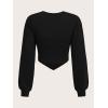 imageSweatyRocks Womens Corset Crop Sweatshirt Long Sleeve Hanky Hem Cropped Pullover TopsBlack