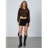 imageSweatyRocks Womens Corset Crop Sweatshirt Long Sleeve Hanky Hem Cropped Pullover TopsChocolate Brown