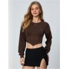 imageSweatyRocks Womens Corset Crop Sweatshirt Long Sleeve Hanky Hem Cropped Pullover TopsChocolate Brown
