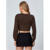 imageSweatyRocks Womens Corset Crop Sweatshirt Long Sleeve Hanky Hem Cropped Pullover TopsChocolate Brown