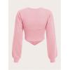 imageSweatyRocks Womens Corset Crop Sweatshirt Long Sleeve Hanky Hem Cropped Pullover TopsPink