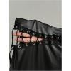 imageSweatyRocks Womens Crisscross Lace Up Stretchy PU Leather High Waist Bodycon Mini SkirtsBlack