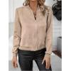 imageSweatyRocks Womens Faux Suede Short Bomber Jacket Coat Stand Collar Lightweight Zip Up Fashion Outerwear TopsApricot