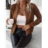 imageSweatyRocks Womens Faux Suede Short Bomber Jacket Coat Stand Collar Lightweight Zip Up Fashion Outerwear TopsBrown