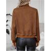 imageSweatyRocks Womens Faux Suede Short Bomber Jacket Coat Stand Collar Lightweight Zip Up Fashion Outerwear TopsBrown