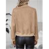 imageSweatyRocks Womens Faux Suede Short Bomber Jacket Coat Stand Collar Lightweight Zip Up Fashion Outerwear TopsKhaki