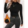 imageSweatyRocks Womens Fleece Lined Tight Shirt Long Sleeves Mock Neck Slim Fit Thermal Base Layer TopsBlack