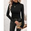 imageSweatyRocks Womens Fleece Lined Tight Shirt Long Sleeves Mock Neck Slim Fit Thermal Base Layer TopsBlack