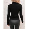 imageSweatyRocks Womens Fleece Lined Tight Shirt Long Sleeves Mock Neck Slim Fit Thermal Base Layer TopsBlack