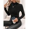 imageSweatyRocks Womens Fleece Lined Tight Shirt Long Sleeves Mock Neck Slim Fit Thermal Base Layer TopsBlack