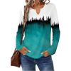 imageSweatyRocks Womens Graphic Tees Long Sleeves Tie Dye Print Lightweight Notch Neck T ShirtMulticolor