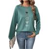 imageSweatyRocks Womens Heart Printed Long Sleeve Pullover Sweatshirts Crewneck Loose Casual Fall OutfitsGreen