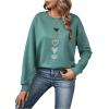 imageSweatyRocks Womens Heart Printed Long Sleeve Pullover Sweatshirts Crewneck Loose Casual Fall OutfitsGreen