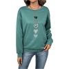 imageSweatyRocks Womens Heart Printed Long Sleeve Pullover Sweatshirts Crewneck Loose Casual Fall OutfitsGreen