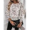 imageSweatyRocks Womens Lantern Long Sleeve Shirred Trim Round Neck Smocked Blouse Crop TopsMulticolor