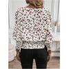 imageSweatyRocks Womens Lantern Long Sleeve Shirred Trim Round Neck Smocked Blouse Crop TopsMulticolor