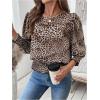 imageSweatyRocks Womens Lantern Long Sleeve Shirred Trim Round Neck Smocked Blouse Crop TopsMulticolor B