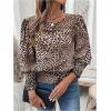 imageSweatyRocks Womens Lantern Long Sleeve Shirred Trim Round Neck Smocked Blouse Crop TopsMulticolor B